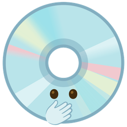 face with open eyes and hand over mouth and optical disk