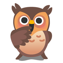 face with open eyes and hand over mouth and owl