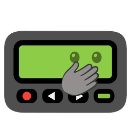 face with open eyes and hand over mouth and pager