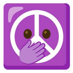 face with open eyes and hand over mouth and peace symbol