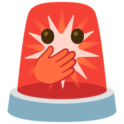 face with open eyes and hand over mouth and police car light