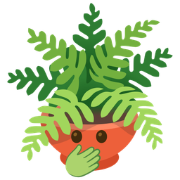 face with open eyes and hand over mouth and potted plant