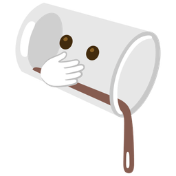 face with open eyes and hand over mouth and pouring liquid