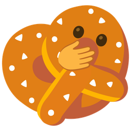 face with open eyes and hand over mouth and pretzel