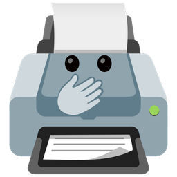 face with open eyes and hand over mouth and printer