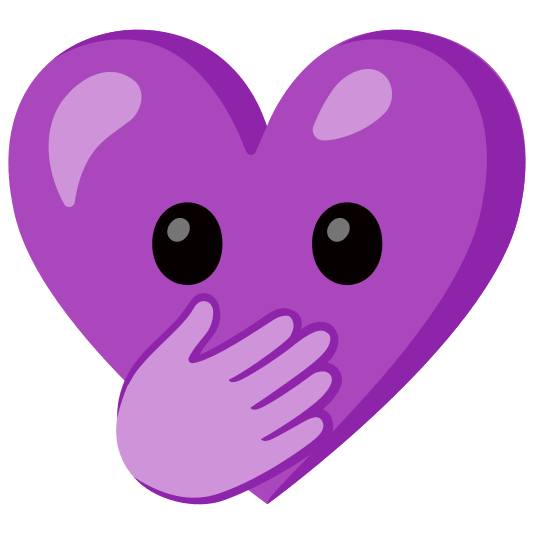 Face with open eyes and hand over mouth and Purple heart