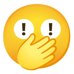 face with open eyes and hand over mouth and red exclamation mark
