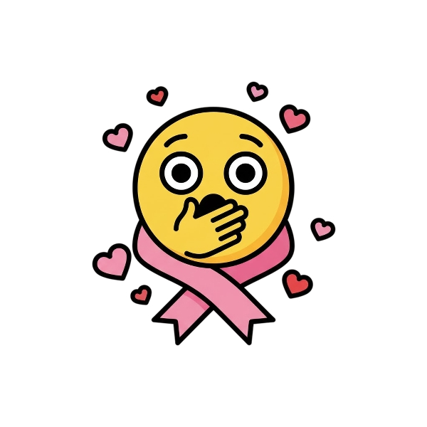 Face with open eyes and hand over mouth and Reminder ribbon