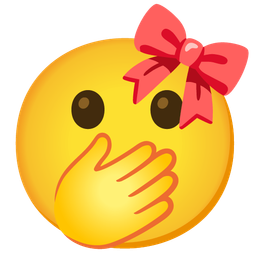 face with open eyes and hand over mouth and ribbon