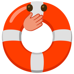 face with open eyes and hand over mouth and ring buoy