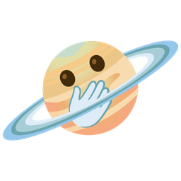 face with open eyes and hand over mouth and ringed planet