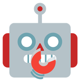 face with open eyes and hand over mouth and robot