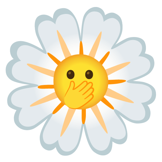 Face with open eyes and hand over mouth and Rosette