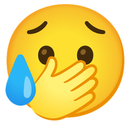 face with open eyes and hand over mouth and sad but relieved face