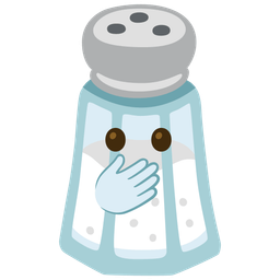 face with open eyes and hand over mouth and salt