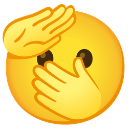 face with open eyes and hand over mouth and saluting face