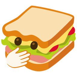 face with open eyes and hand over mouth and sandwich