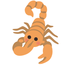 face with open eyes and hand over mouth and scorpion