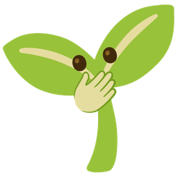 face with open eyes and hand over mouth and seedling