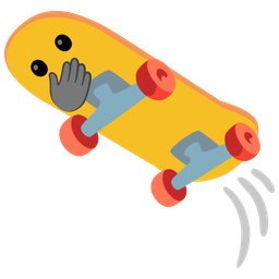 face with open eyes and hand over mouth and skateboard