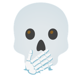 face with open eyes and hand over mouth and skull