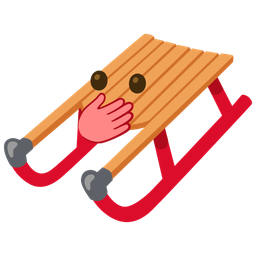 face with open eyes and hand over mouth and sled