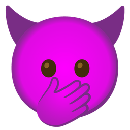 face with open eyes and hand over mouth and smiling face with horns