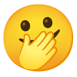 face with open eyes and hand over mouth and smiling face with open hands