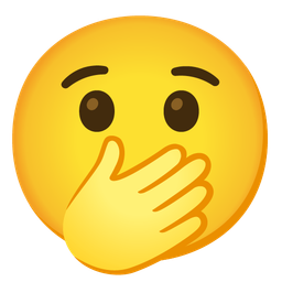 Face with open eyes and hand over mouth and Smiling face