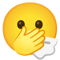 face with open eyes and hand over mouth and sneezing face