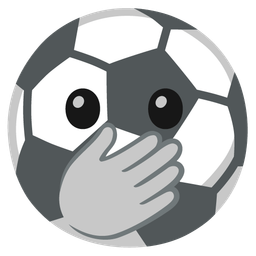 face with open eyes and hand over mouth and soccer ball