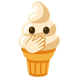 face with open eyes and hand over mouth and soft ice cream