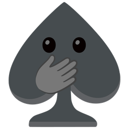 face with open eyes and hand over mouth and spade suit