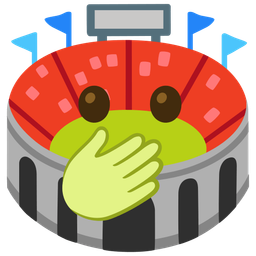 face with open eyes and hand over mouth and stadium