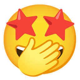 Face with open eyes and hand over mouth and Star-struck