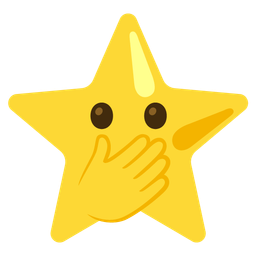 face with open eyes and hand over mouth and star
