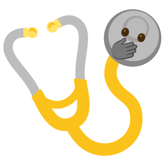 Face with open eyes and hand over mouth and Stethoscope