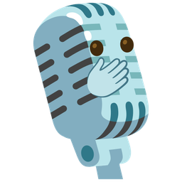 face with open eyes and hand over mouth and studio microphone