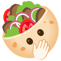 face with open eyes and hand over mouth and stuffed flatbread