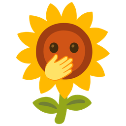 face with open eyes and hand over mouth and sunflower