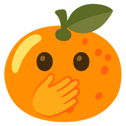 face with open eyes and hand over mouth and tangerine