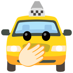 face with open eyes and hand over mouth and taxi