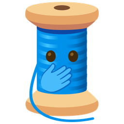 face with open eyes and hand over mouth and thread