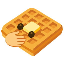 face with open eyes and hand over mouth and waffle