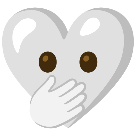 Face with open eyes and hand over mouth and White heart