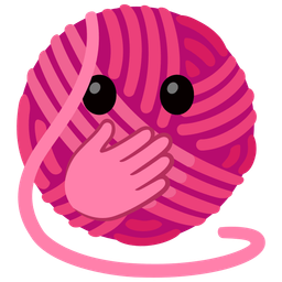 face with open eyes and hand over mouth and yarn