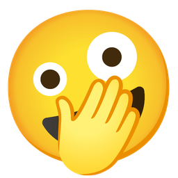 Face with open eyes and hand over mouth and Zany face