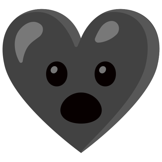 Face with open mouth and Black heart