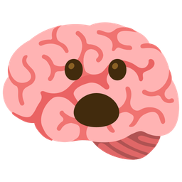 Face with open mouth and Brain