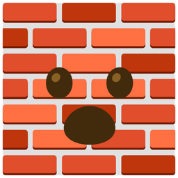 Face with open mouth and Brick